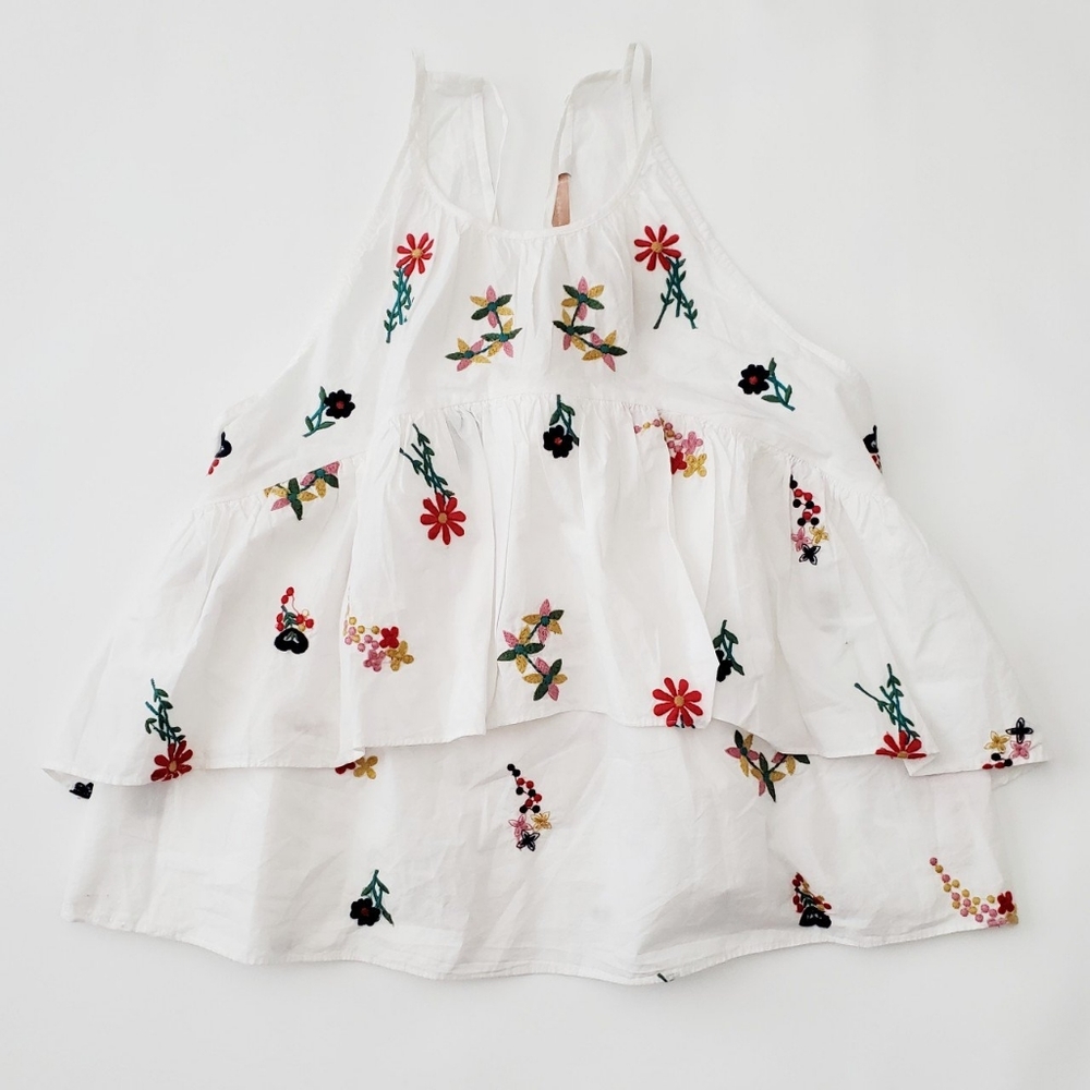 ZARA EMBROIDERED BABYDOLL TOP
